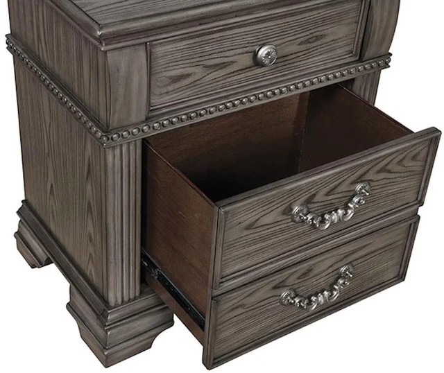 Alt view image 4 of 7 - Color Nightstand 1 pc Nightstand Solid Satin Knickel Knobs and Pulls, Gray, Solid Wood