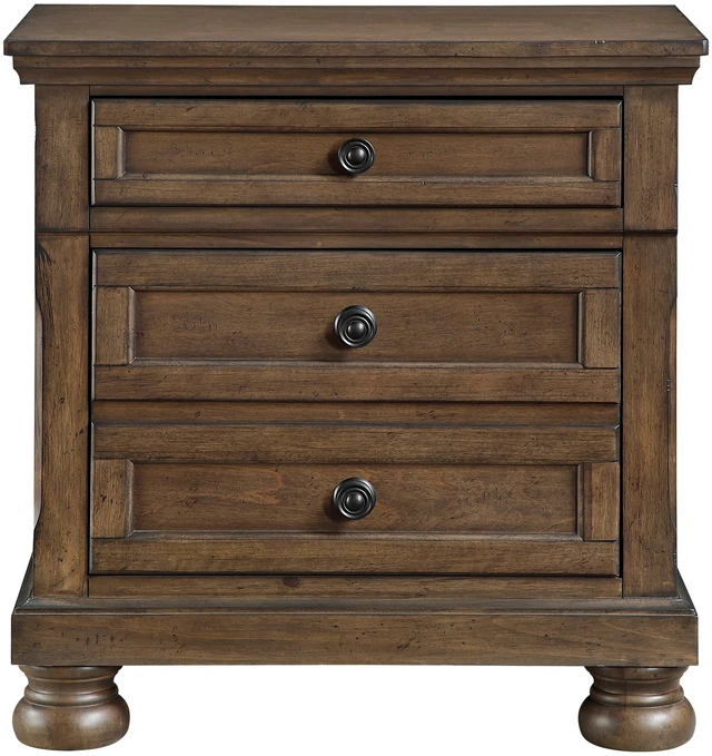 Main image of Wooden 2 Drawer Nightstand Brown Finish Felt Lined Jewelry Tray Furniture 1 pc Bedside Table, Dark Brown, Wood