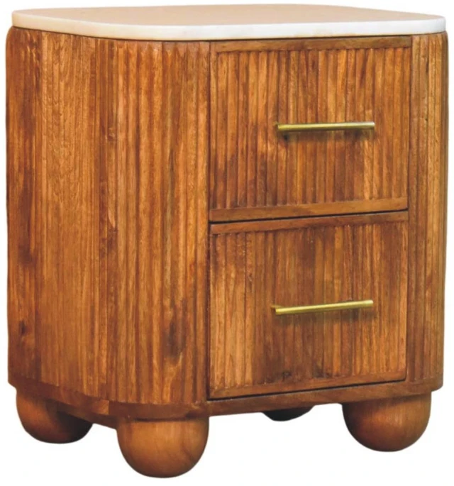 Alt view image 3 of 7 - Solid Crest Bedside, 2 Drawers, Brown, Solid Wood, Nightstands