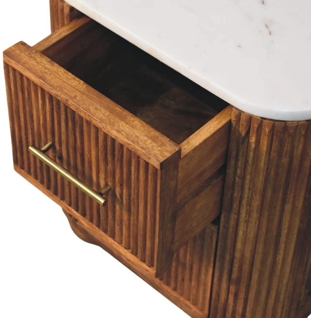 Alt view image 5 of 7 - Solid Crest Bedside, 2 Drawers, Brown, Solid Wood, Nightstands