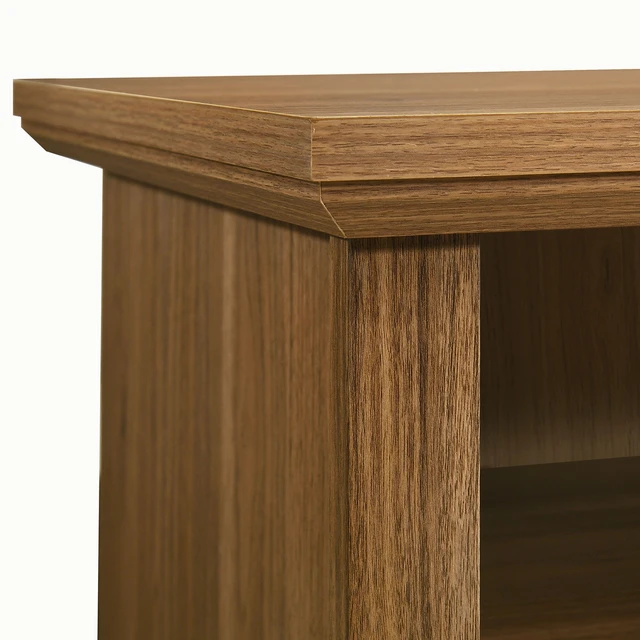 Alt view image 4 of 7 - Nightstand 2 pc Open Top Shelf Metal Handle Walnut Finish Furniture, Engineered Wood and Particle Board