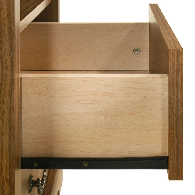Alt view image 7 of 7 - Nightstand 1 pc Open Top Shelf Metal Handle Walnut Finish Furniture, Engineered Wood and Particle Board