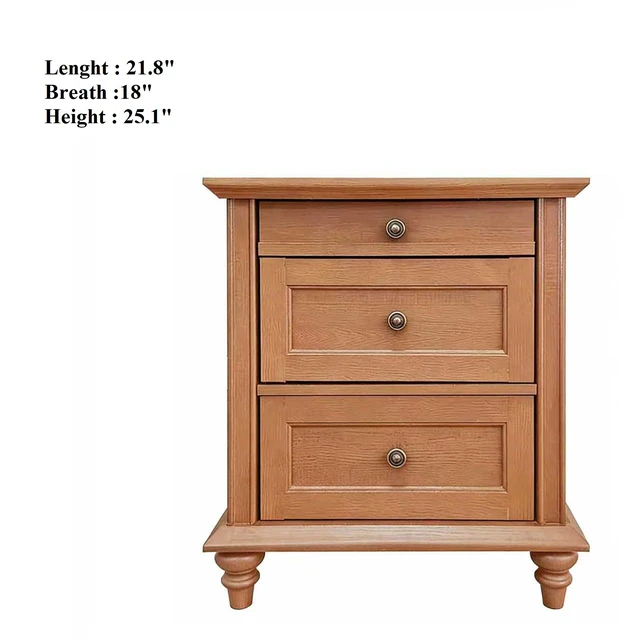 Alt view image 3 of 6 - 1 pc Nightstand Knob Handles Oak Finish Solid Wood Legs Furniture, MDF and Particle Board