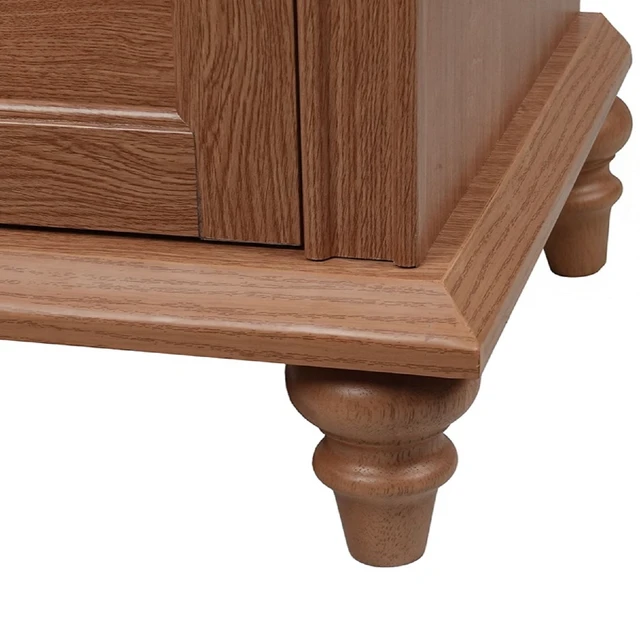 Alt view image 5 of 6 - 1 pc Nightstand Knob Handles Oak Finish Solid Wood Legs Furniture, MDF and Particle Board
