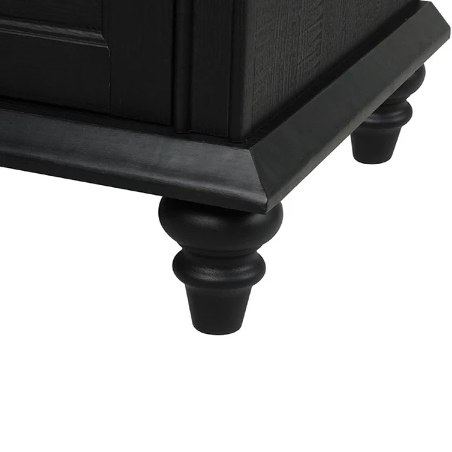 Alt view image 4 of 6 - 1 pc Nightstand Knob Handles Solid Wood Legs Furniture, Black Natural, MDF and Particle Board