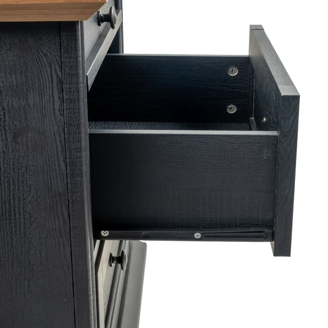 Alt view image 5 of 6 - 1 pc Nightstand Knob Handles Solid Wood Legs Furniture, Black Natural, MDF and Particle Board