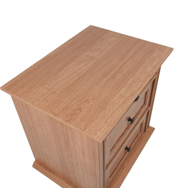 Alt view image 4 of 6 - 1 pc Nightstand Knob Handles Oak Finish Solid Wood Legs Furniture, MDF and Particle Board
