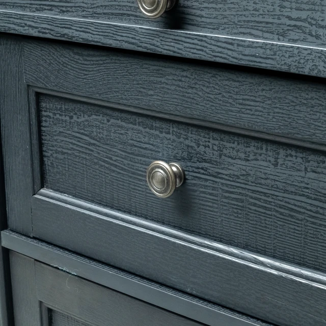 Alt view image 6 of 6 - 1 pc Nightstand Knob Handles Solid Wood Legs Furniture, Black Natural, MDF and Particle Board