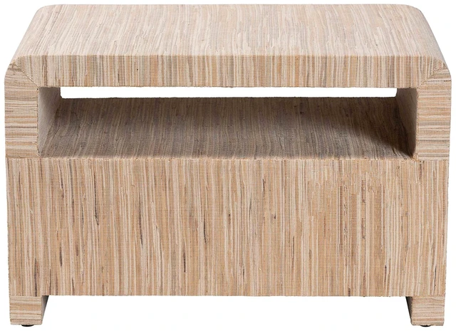 Alt view image 5 of 7 - Bohemian Woven Grasscloth 1 Drawer Nightstand, Natural, MDF