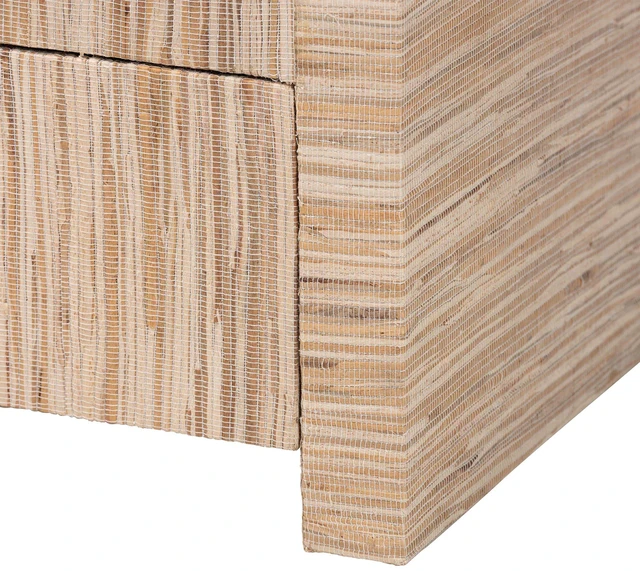 Alt view image 7 of 7 - Bohemian Woven Grasscloth 1 Drawer Nightstand, Natural, MDF