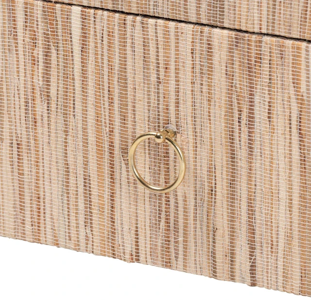 Alt view image 6 of 7 - Bohemian Woven Grasscloth 1 Drawer Nightstand, Natural, MDF