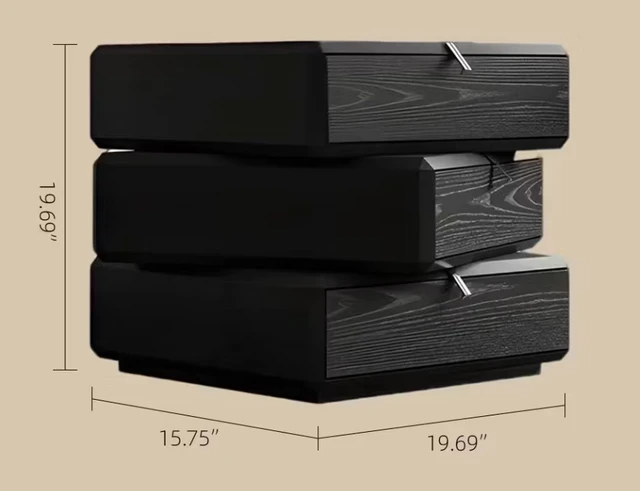 Alt view image 4 of 5 - Rotating Nightstand with Spacious Drawers, Black, Solid Wood