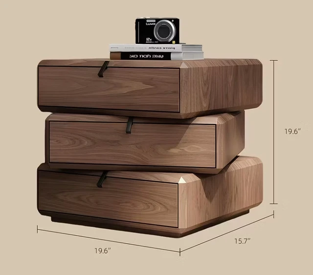 Alt view image 2 of 5 - Rotating Nightstand with Spacious Drawers, Walnut, Solid Wood