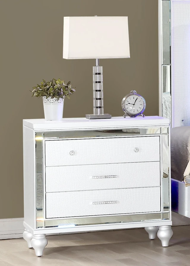 Alt view image 4 of 5 - Mirror Framed Nightstand Made with in Includes Nightstand, White, Wood