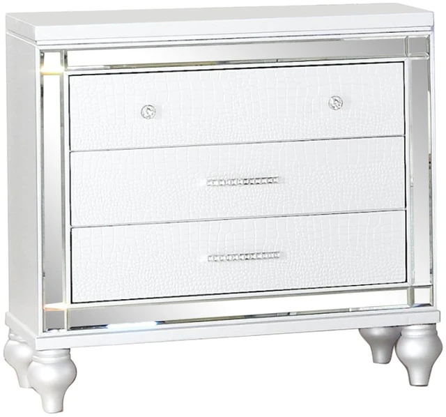 Alt view image 5 of 5 - Mirror Framed Nightstand Made with in Includes Nightstand, White, Wood