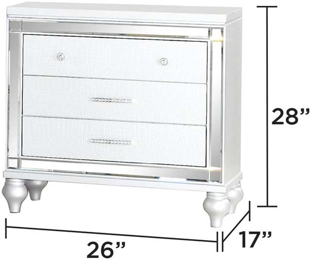 Alt view image 2 of 5 - Mirror Framed Nightstand Made with in Includes Nightstand, White, Wood