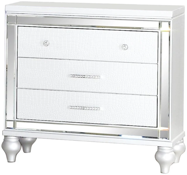 Alt view image 3 of 5 - Mirror Framed Nightstand Made with in Includes Nightstand, White, Wood