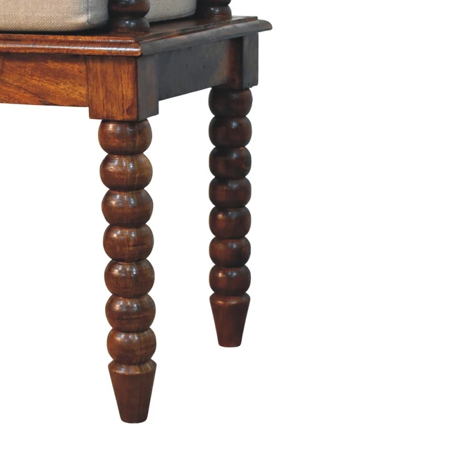 Alt view image 7 of 7 - Solid Spindle Cushioned Entryway Bench, Brown, Solid Wood, Benches