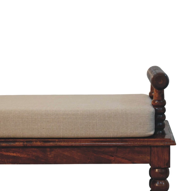 Alt view image 6 of 7 - Solid Spindle Cushioned Entryway Bench, Brown, Solid Wood, Benches