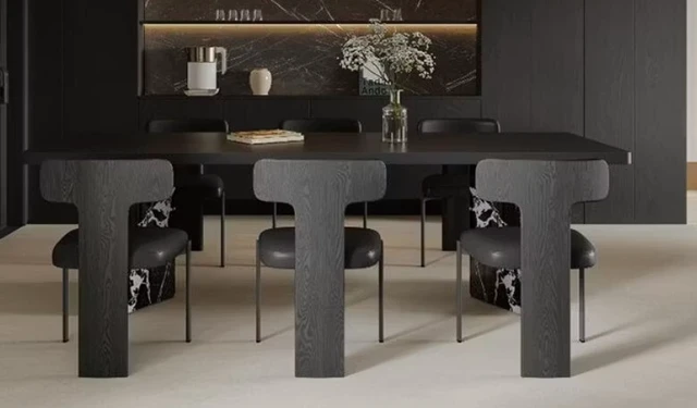 Alt view image 4 of 7 - 62.4 Inch Italian Dining Table Base and Design, Black, PVC and Wood