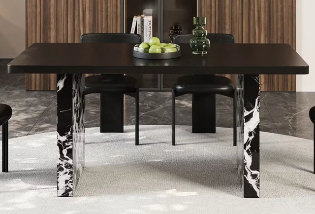 Alt view image 5 of 7 - 62.4 Inch Italian Dining Table Base and Design, Black, PVC and Wood
