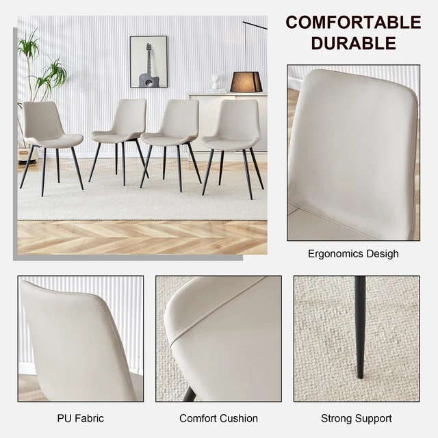 Alt view image 6 of 7 - Table and Chair Set 48.4 28 Inch Sintered Dining Table Set Artificial Chairs with Curved Widened Cushion Design Pandora