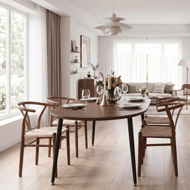 Main image of Pull Table Dining Chair Set, Medium Density Fiberboard Tabletop with Black Metal Table Legs Extendable Pull Mid-Century