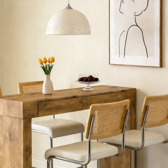 Alt view image 5 of 7 - 4 Piece Set Leather Bar Chair Combination, Paired with Wood Grain Bar Table with Storage Function Suitable