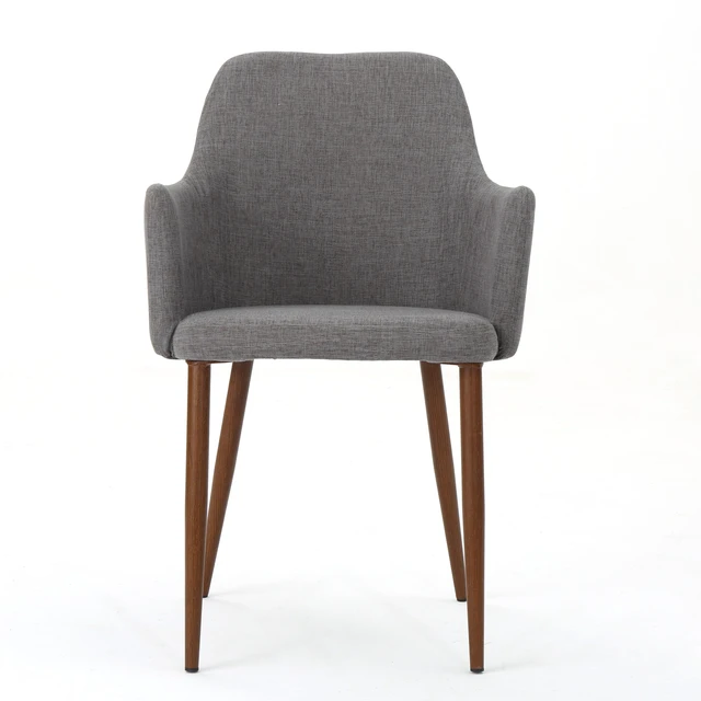 Alt view image 7 of 7 - Mid Century Fabric Upholstered Dining Chairs Armchairs, Set, Light Grey, Seating for Dining
