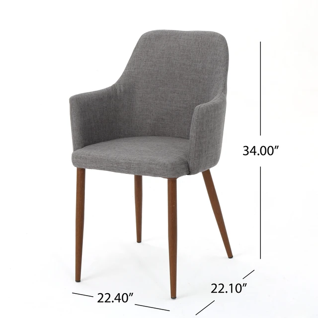 Alt view image 6 of 7 - Mid Century Fabric Upholstered Dining Chairs Armchairs, Set, Light Grey, Seating for Dining