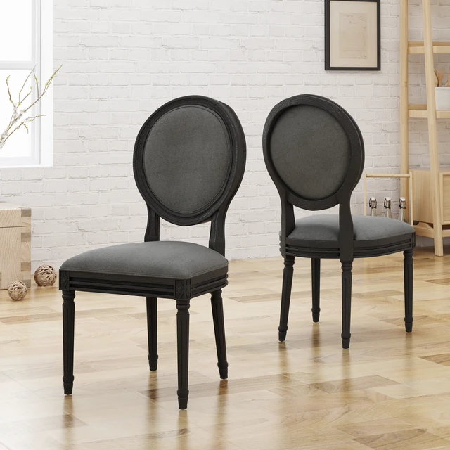 Alt view image 4 of 7 - Round Back Chair, Dark Gray, Fabric, Seating for Dining