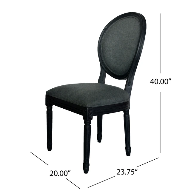Alt view image 6 of 7 - Round Back Chair, Dark Gray, Fabric, Seating for Dining