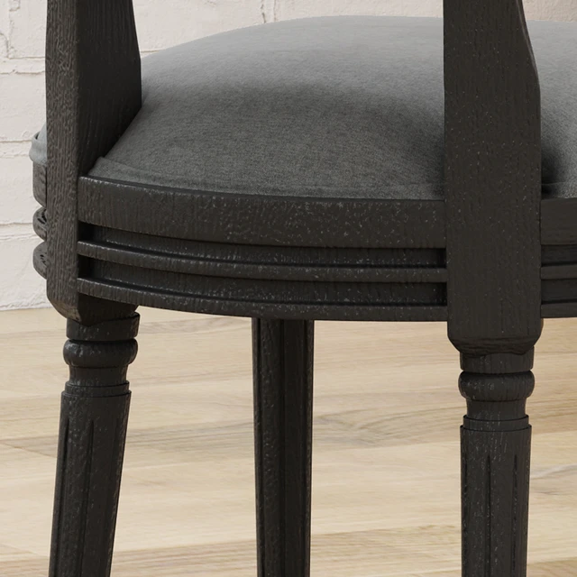 Alt view image 5 of 7 - Round Back Chair, Dark Gray, Fabric, Seating for Dining