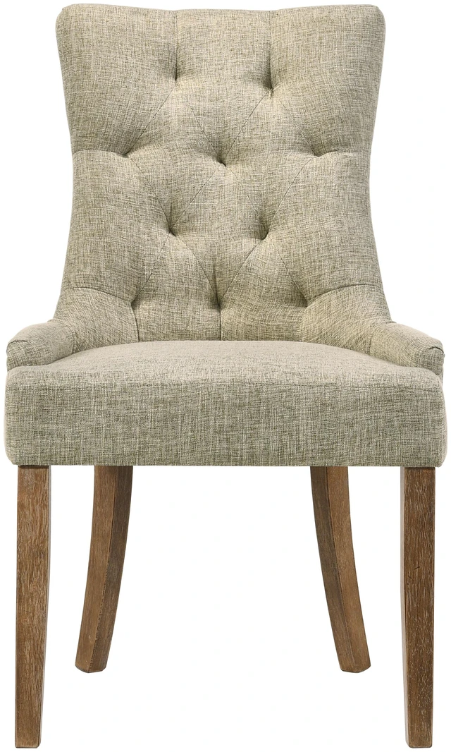 Alt view image 2 of 7 - Salvaged Tufted Back Parson Chairs Set, Beige Brown, Wood and Fabric, Seating for Dining