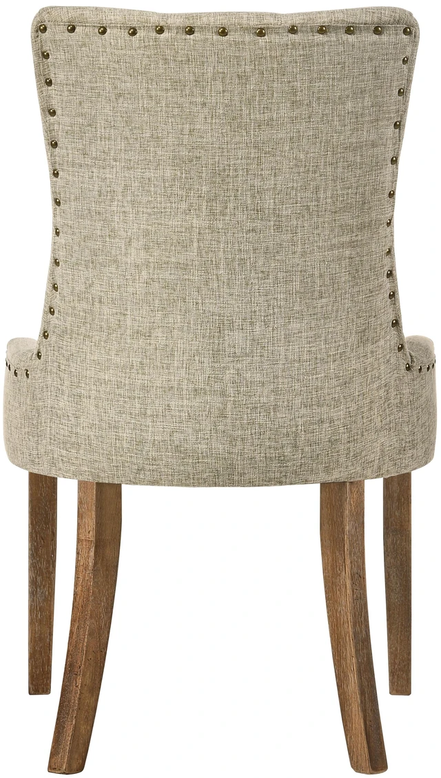 Alt view image 4 of 7 - Salvaged Tufted Back Parson Chairs Set, Beige Brown, Wood and Fabric, Seating for Dining