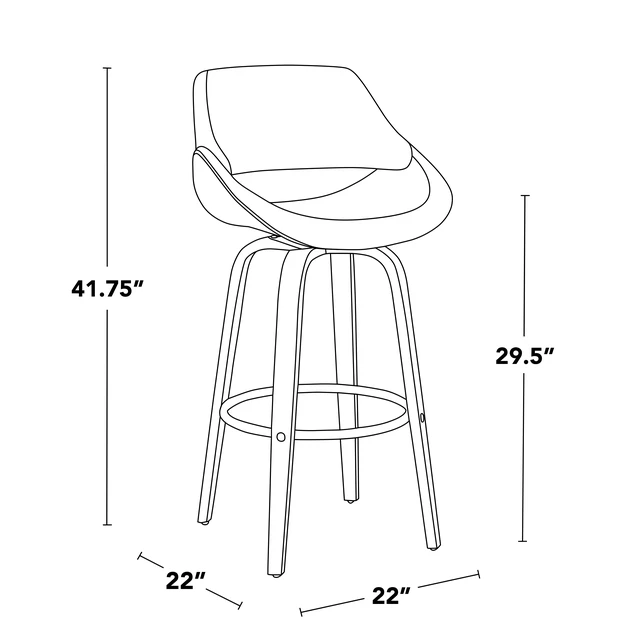 Alt view image 4 of 7 - 30 Inch Mid Century Fixed Height Barstool with Swivel in and Faux Leather with Round Black Metal Footrest Set, Cream