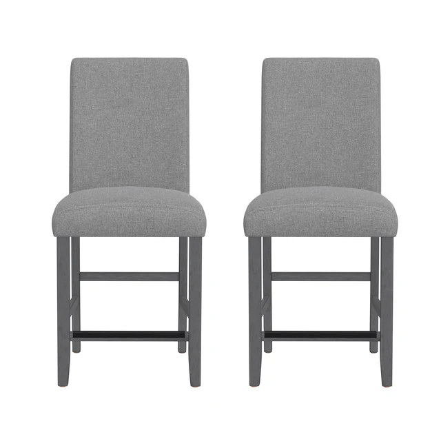Alt view image 2 of 6 - Upholstered Barstools, Set, Gray, Engineered Wood, Seating for Dining