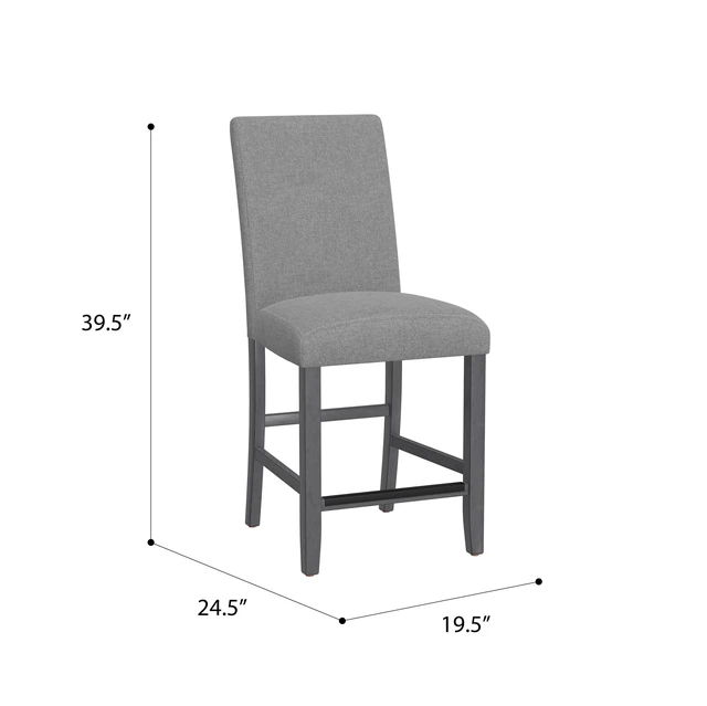 Alt view image 5 of 6 - Upholstered Barstools, Set, Gray, Engineered Wood, Seating for Dining