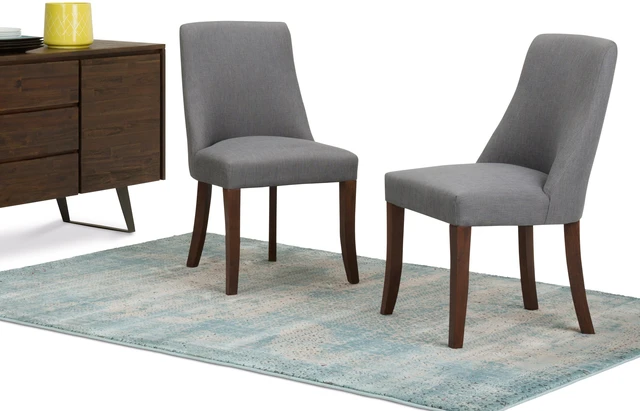 Alt view image 4 of 7 - Victoria Dining Chair Set 2, Grey, Wood and Fabric, Seating for Dining