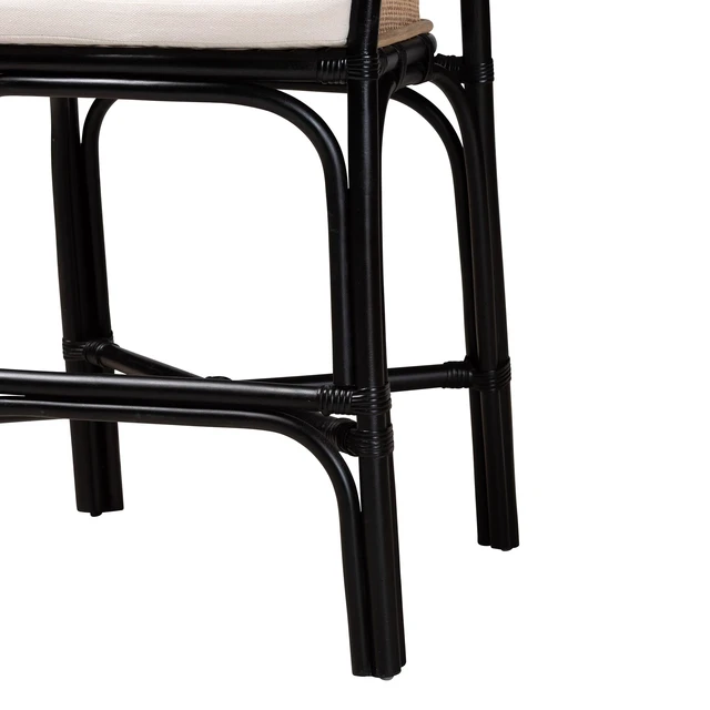 Alt view image 6 of 7 - Bohemian Two Tone and Rattan Counter Stool, Brown White, Seating for Dining