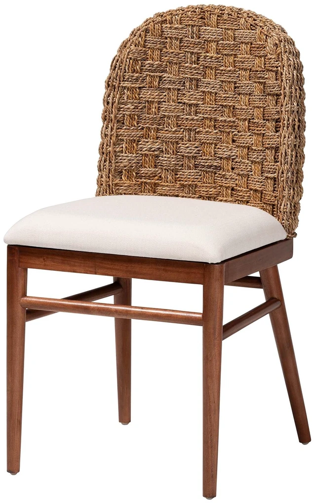 Main image of Bohemian Finished and Seagrass Dining Chair, Brown White, Acacia Wood, Seating for Dining