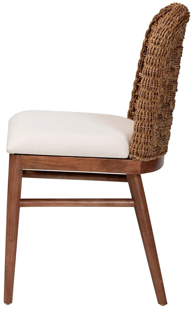 Alt view image 3 of 7 - Bohemian Finished and Seagrass Dining Chair, Brown White, Acacia Wood, Seating for Dining
