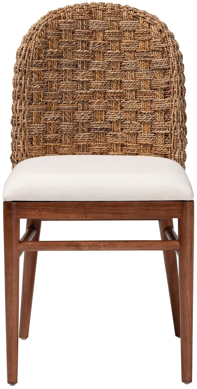 Alt view image 2 of 7 - Bohemian Finished and Seagrass Dining Chair, Brown White, Acacia Wood, Seating for Dining