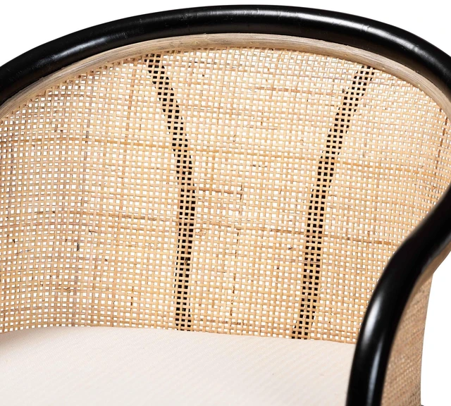 Alt view image 5 of 7 - Bohemian Two Tone and Rattan Counter Stool, Brown White, Seating for Dining