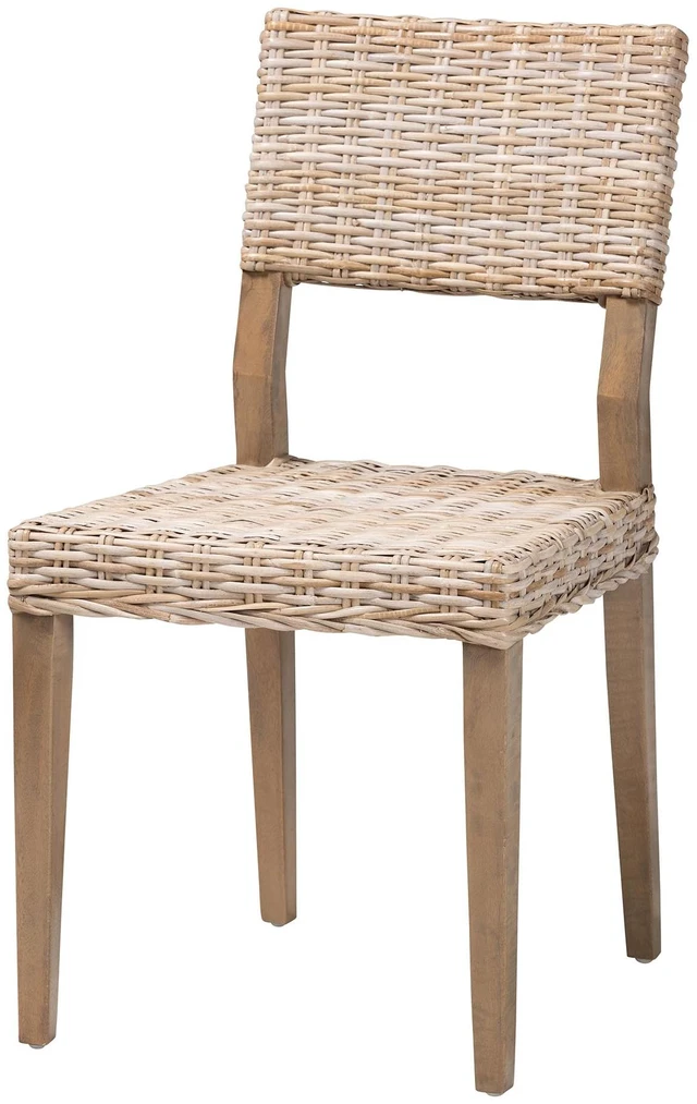 Main image of Bohemian Kubu Rattan and Dining Chair, Gray Taupe, Wood, Seating for Dining