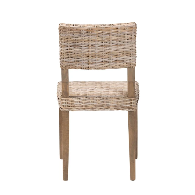 Alt view image 4 of 7 - Bohemian Kubu Rattan and Dining Chair, Gray Taupe, Wood, Seating for Dining