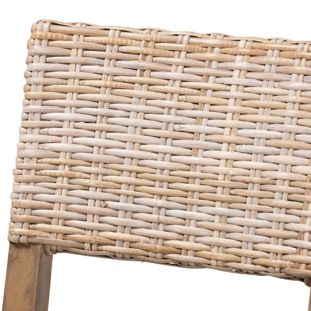 Alt view image 5 of 7 - Bohemian Kubu Rattan and Dining Chair, Gray Taupe, Wood, Seating for Dining