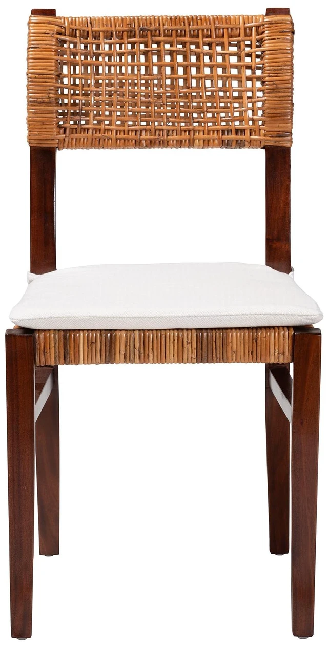 Alt view image 2 of 7 - Bohemian Honey Rattan and Dining Chair, Brown White, Wood, Seating for Dining