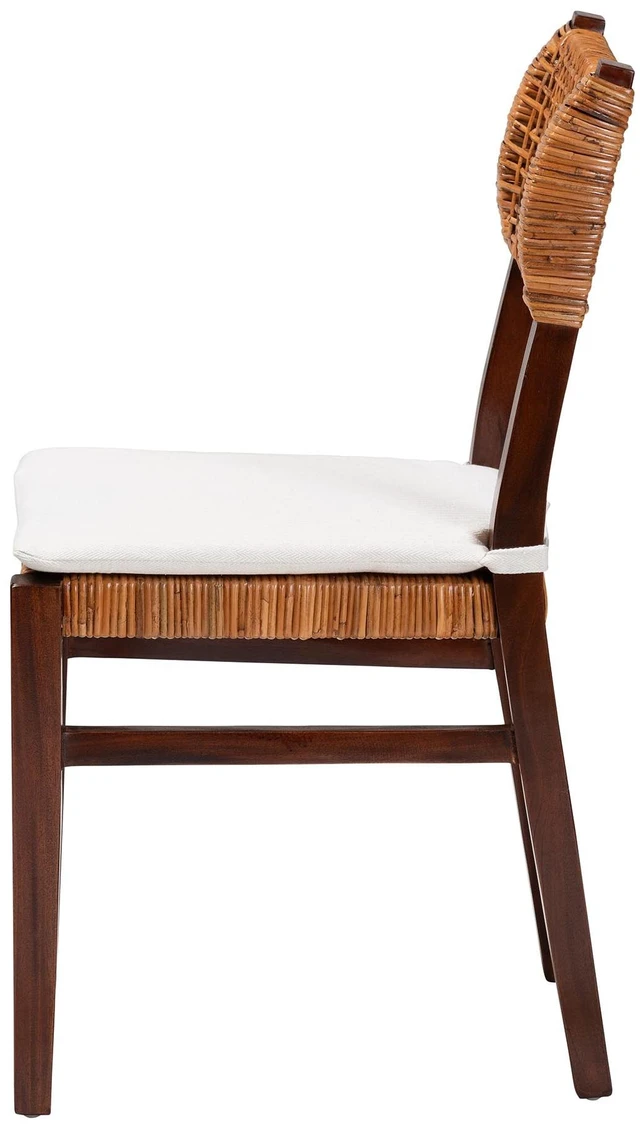 Alt view image 3 of 7 - Bohemian Honey Rattan and Dining Chair, Brown White, Wood, Seating for Dining
