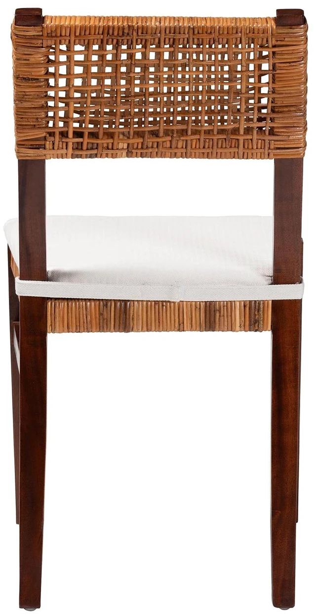 Alt view image 4 of 7 - Bohemian Honey Rattan and Dining Chair, Brown White, Wood, Seating for Dining